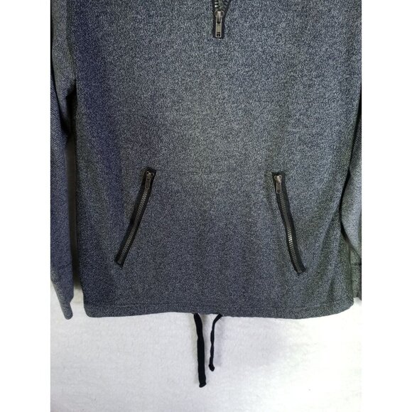 Morse Code 1/4 Zip Long Sleeve Hoodie Hooded Zippered Pockets Gray Men's L - Picture 8 of 11